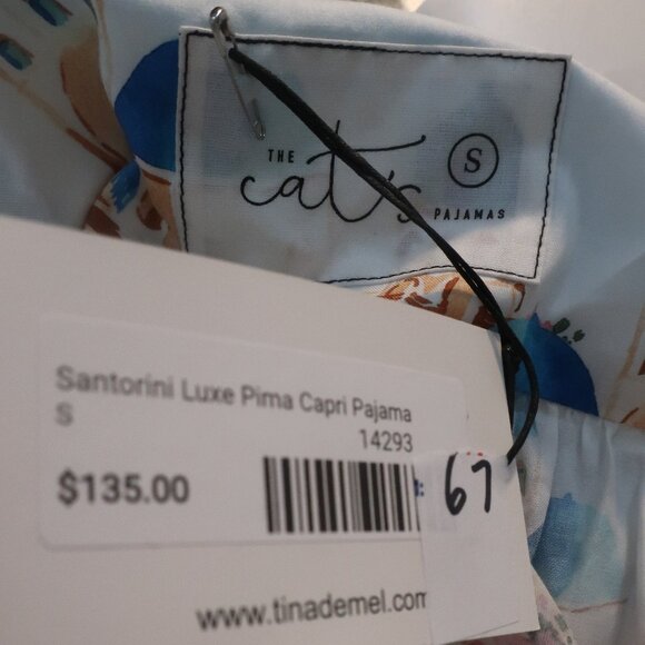 NWT Womens The Cat's Pajamas Santorini Luxe White Multi 2 Pc Set Top Bottom S - Picture 16 of 16